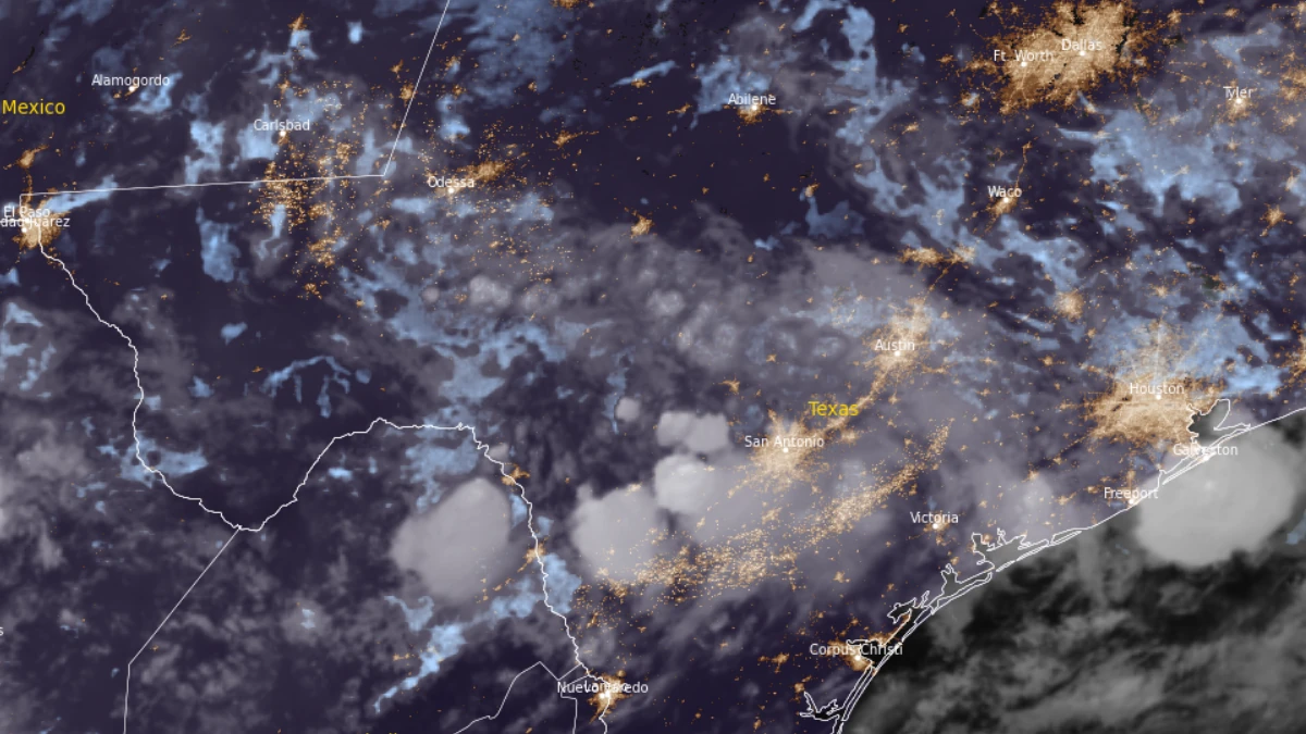 Satellite image of southern and central Texas at 0810 UTC on July 14, 2026