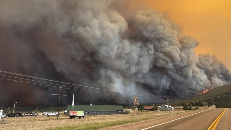 Smoke rising from the Aspen Acres Fire in Colorado on June 30, 2026