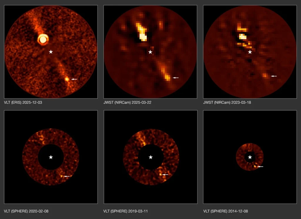 The Beta Pictoris d exoplanet observed over the years