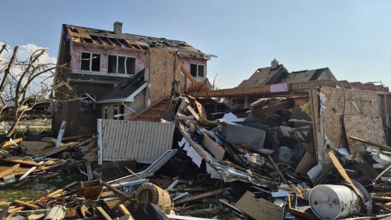 Tornado damage caused by EF3 in Appleton, Wisconsin on July 27, 2026