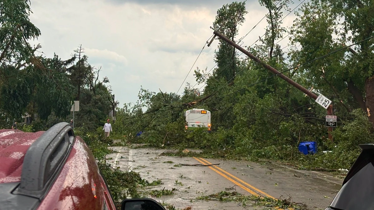 Tornado damage in Appleton Wisconsin on July 27, 2026