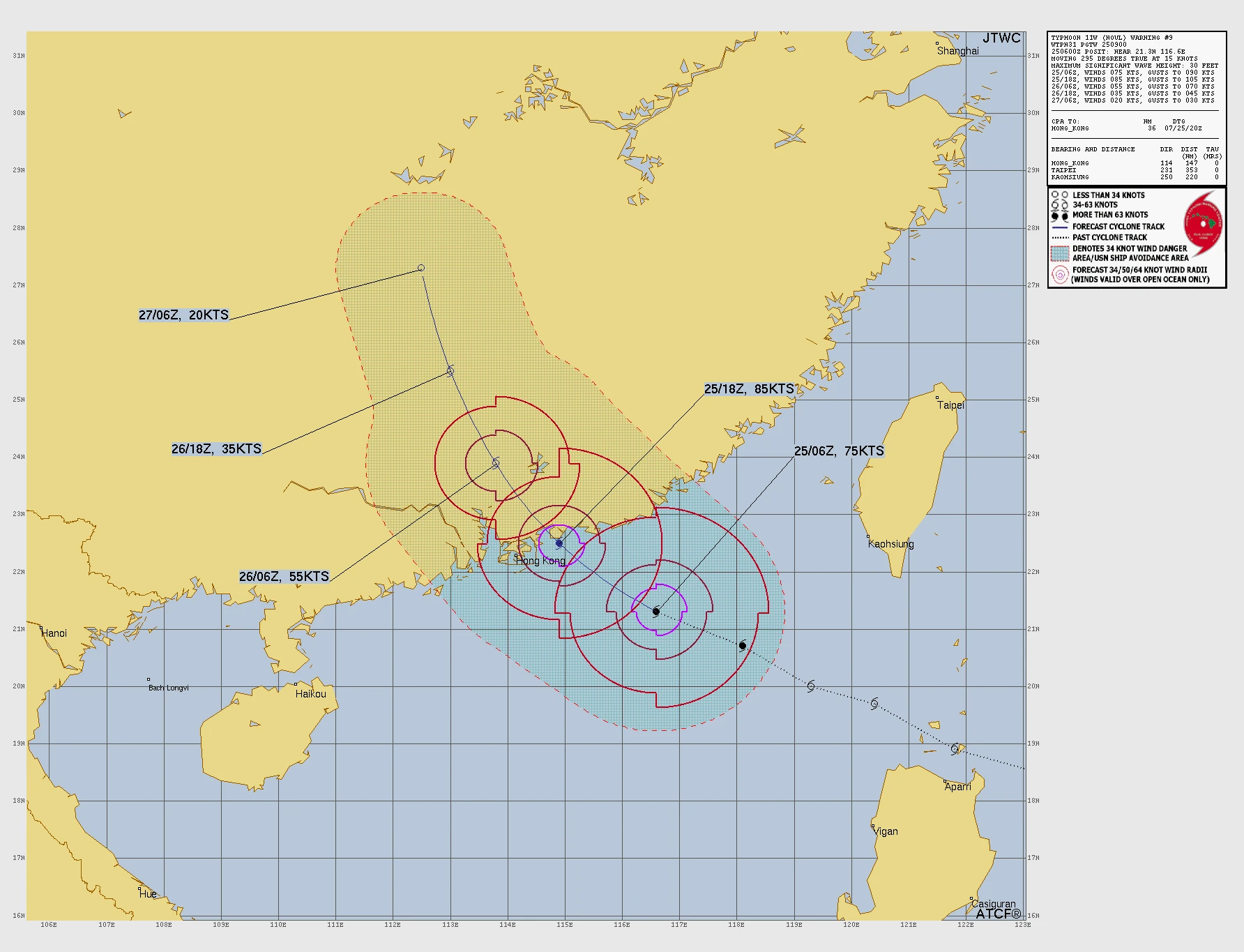 Typhoon noul forecast track JTWC July 25, 2026
