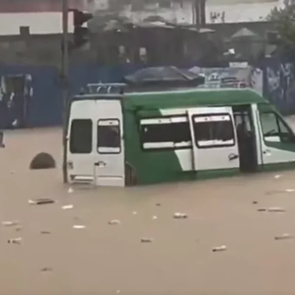 Van submerged in floodwaters Abidjan, Ivory Coast.