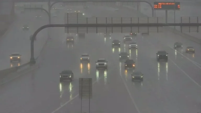 Vehicles on Southern Avenue, Arizona amid monsoonal rains on July 18, 2026