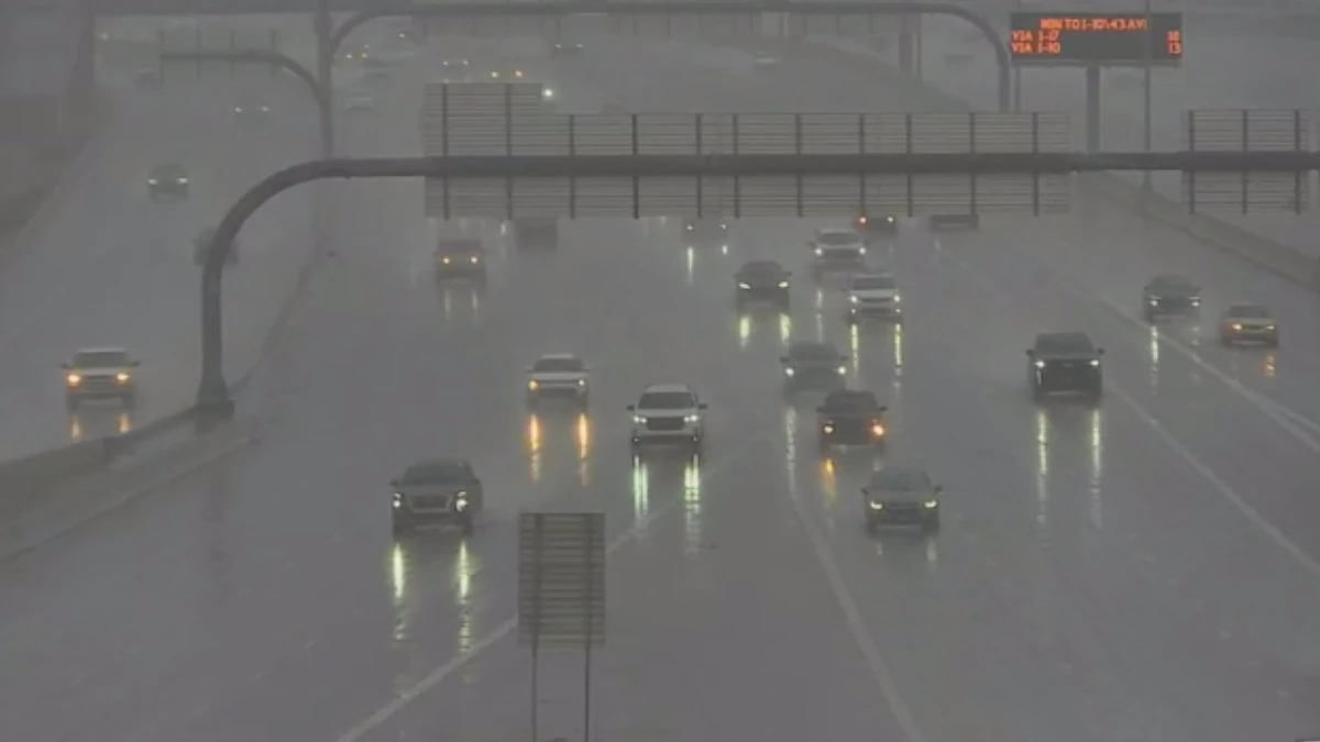 Vehicles on Southern Avenue, Arizona amid monsoonal rains on July 18, 2026