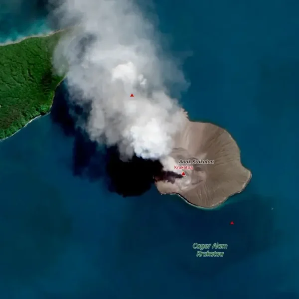 anak krakatau erupting on july 2 2026 satellite image