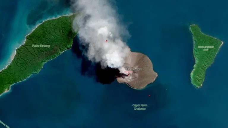 anak krakatau erupting on july 2 2026 satellite image