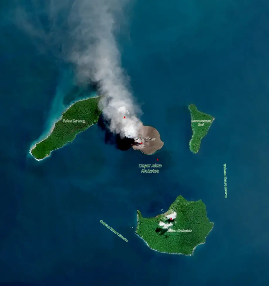 anak krakatau erupting on july 2 2026 satellite image bg