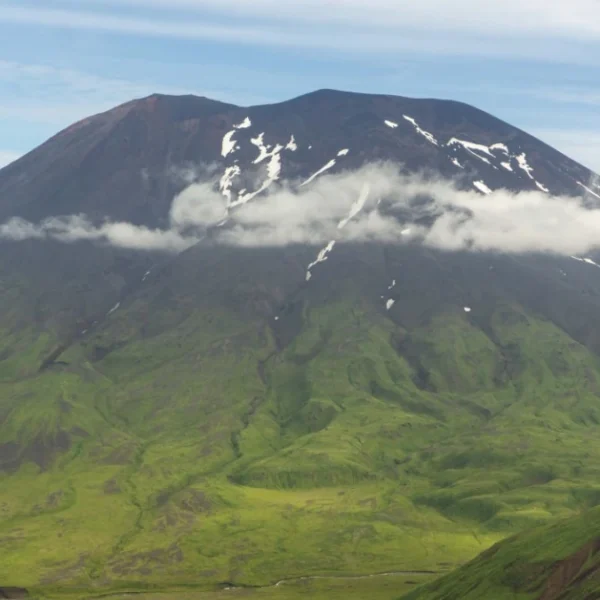 korovin volcano viewed from monitoring station KOWE - august 28 2026 jordan lubbers avo usgs