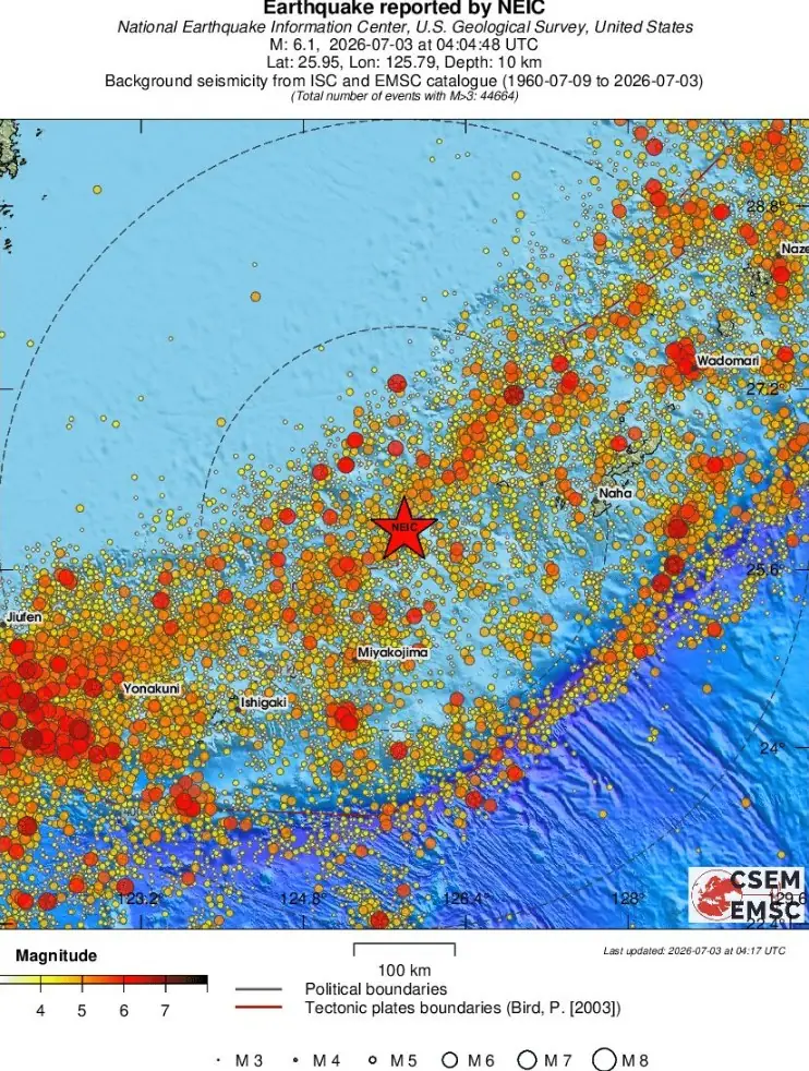 ryukyu japan m6.1 earthquake july 3 2026 emsc regional seismicity