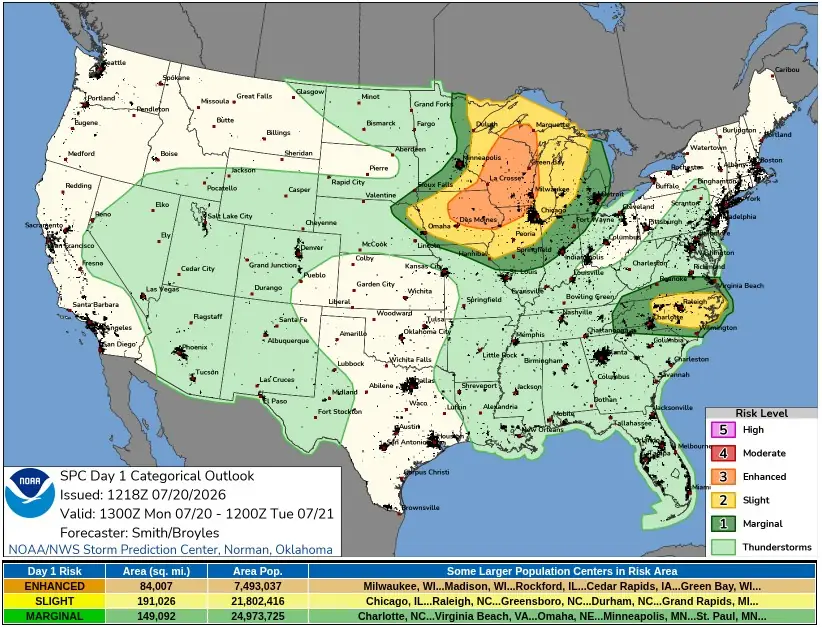spc day 1 convective outlook july 20 2026