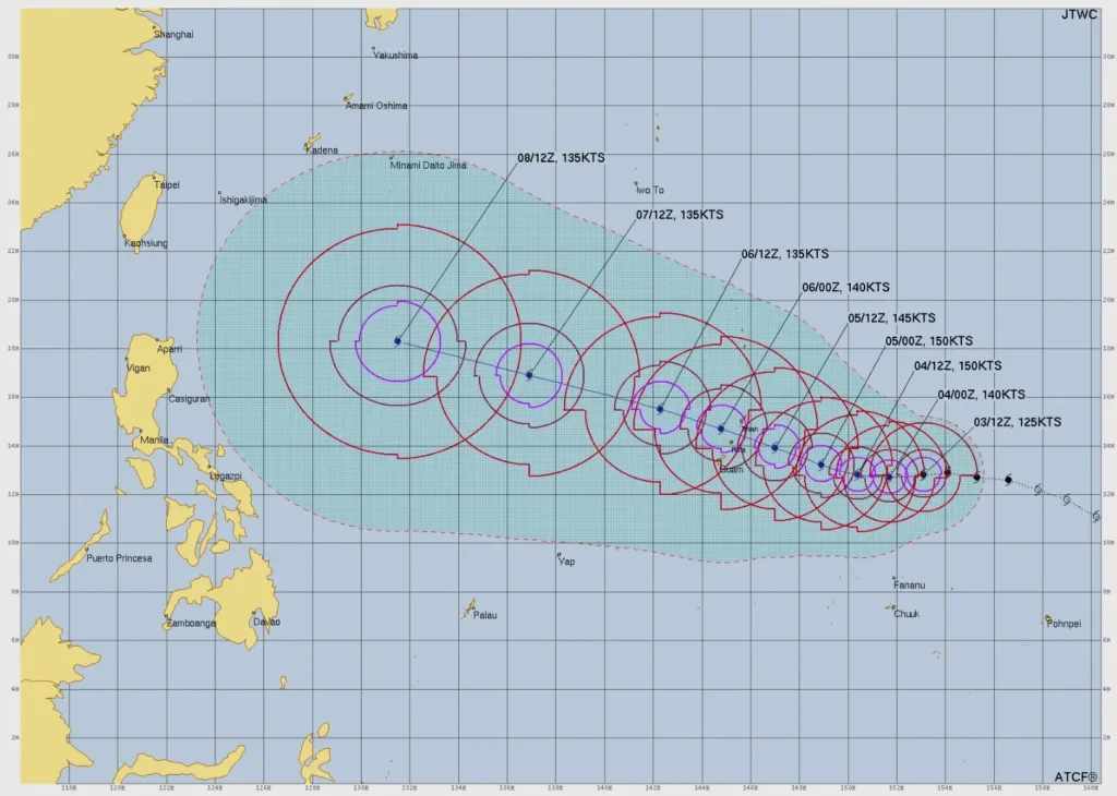 typhoon bavi jtwc fcst track 1500 utc july 3 2026