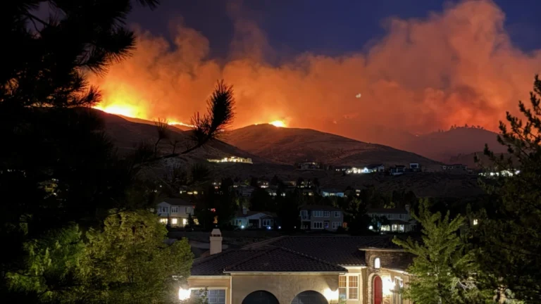 Hawk Fire burning in Nevada on August 23, 2026