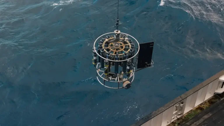 CTD being lowered into the ocean