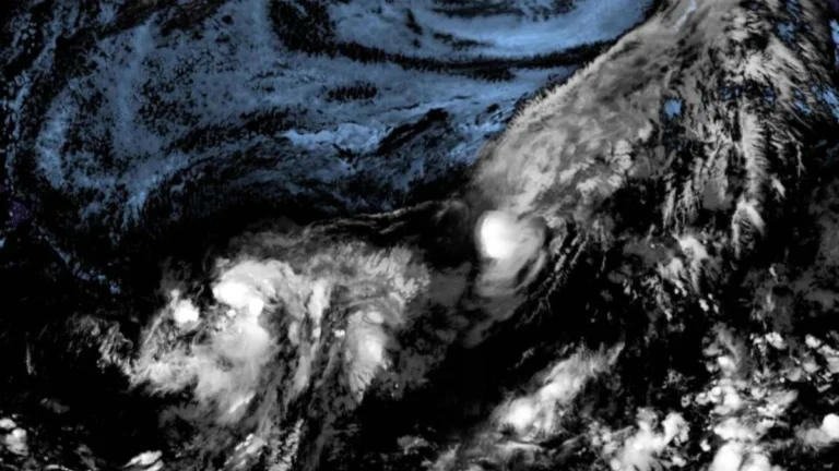 Satellite image of PTC one c and Tropical Storm Hernan at 1250 UTC on August 13, 2026