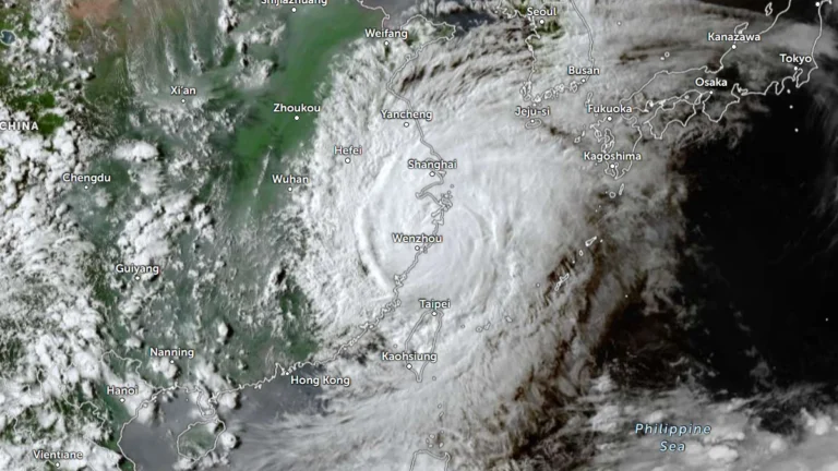 Satellite image of Typhoon Dolphin at 0930 UTC on August 9, 2026