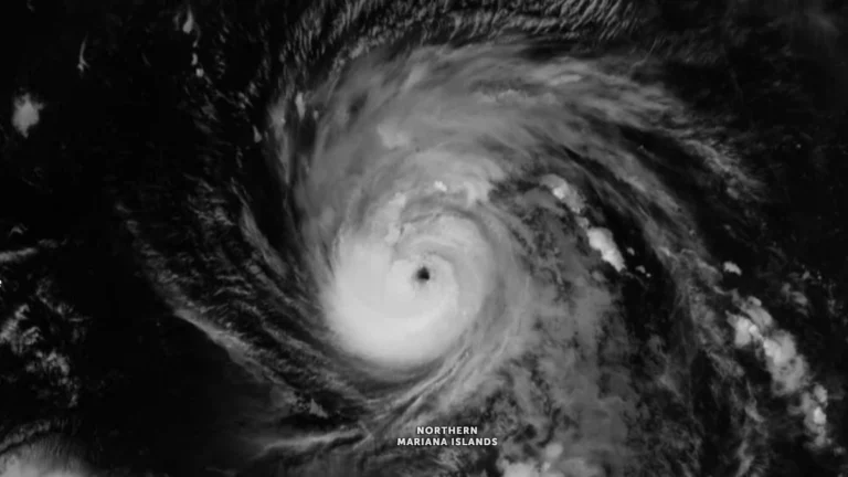 Satellite image of Typhoon Saudel at 1130 UTC on August 22, 2026