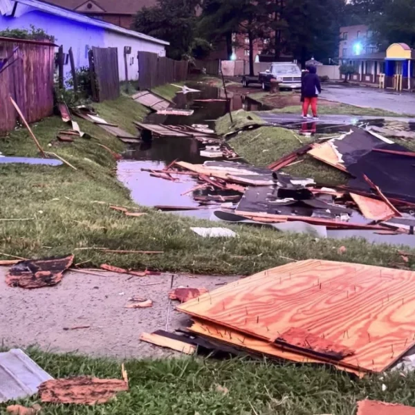 Storm damage in Dover, Delaware on August 20, 2026