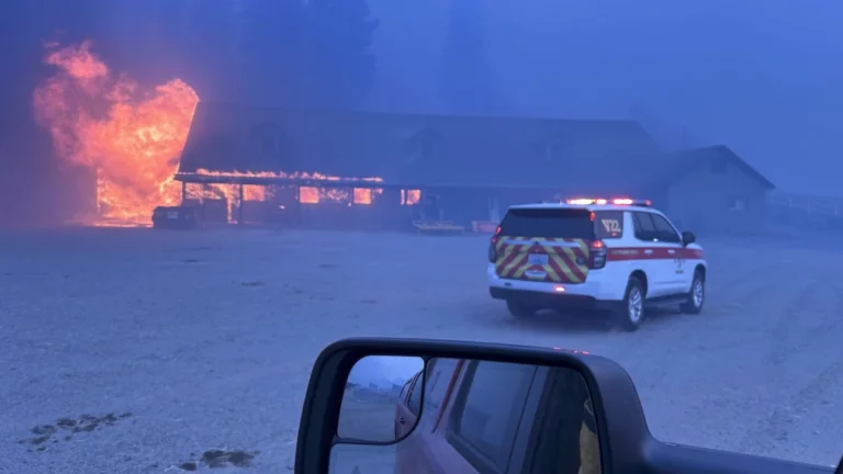 Wildfires burn down a house near Spokane, Washington on August 2, 2026