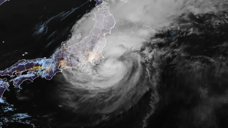 Satellite image of Typhoon Dujuang at 1050 UTC on September 21, 2026