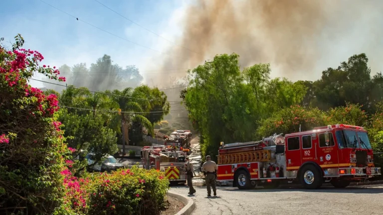 Smoke rising from the Palos Fire in Los Angeles County, California on September 14, 2026