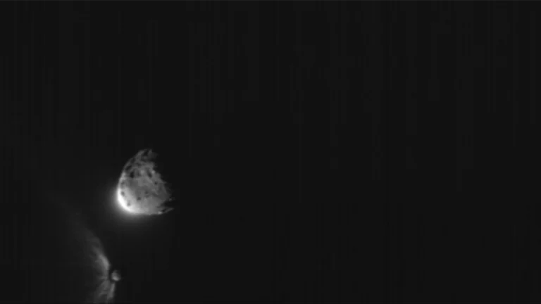 ASI’s LICIACube satellite acquired this image just after its closest approach to the Dimorphos asteroid, after the Double Asteroid Redirect Test, or DART mission, made impact on Sep 26, 2022
