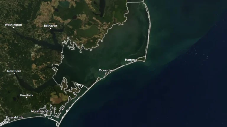 Satellite image of Hatteras Island on October 16, 2026