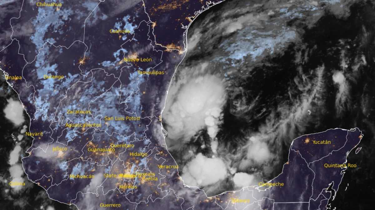 Satellite image of AL92 at 1020 UTC on October 6, 2026