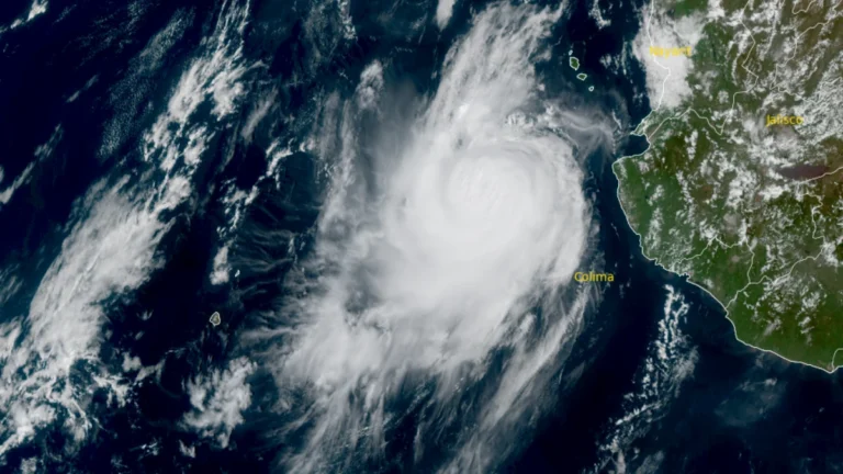 Satellite image of Hurricane Simon at 1700 UTC on October 13, 2026