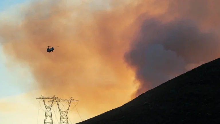 Smoke rising from the Bouquet Fire, LA County, California on October 4, 2026