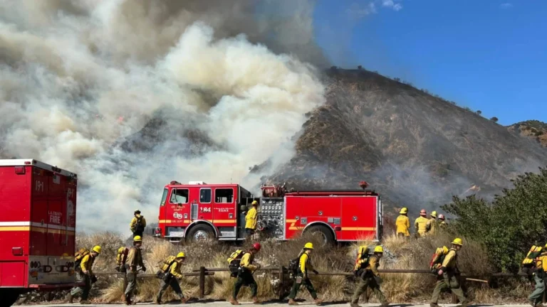 Smoke rising from the Bryson Fire in LA County, California on October 15, 2026