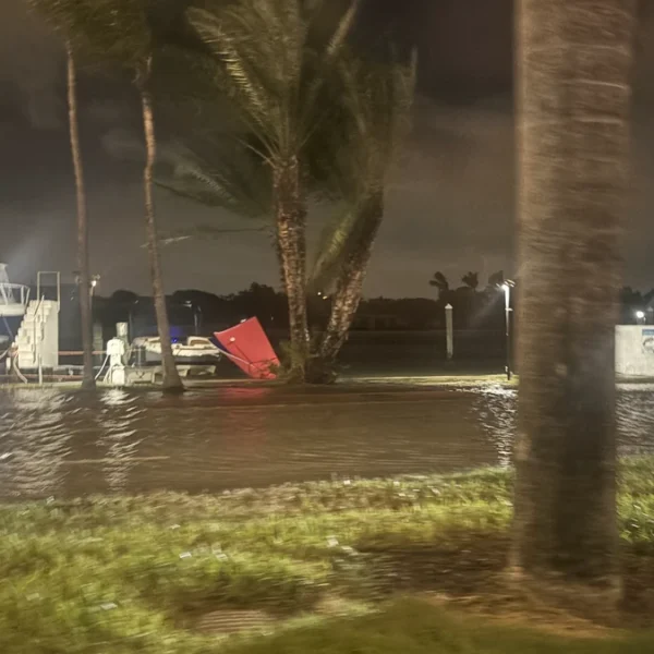 coastal flooding occuring on Collins Avenue in Miami Beach on October 27, 2026