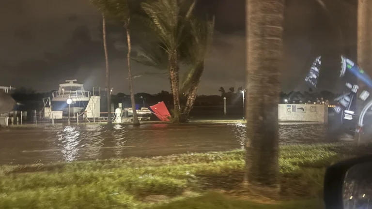 coastal flooding occuring on Collins Avenue in Miami Beach on October 27, 2026