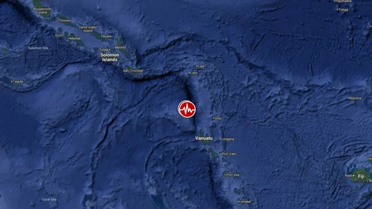 Epicenter of M6.3 earthquake in Vanuatu on October 20, 2026.