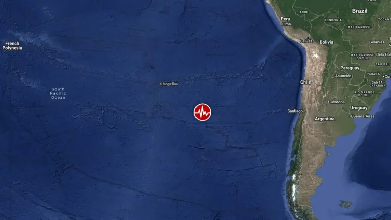 Epicenter of M6.4 earthquake southeast of Easter Island, Chile on October 29, 2026
