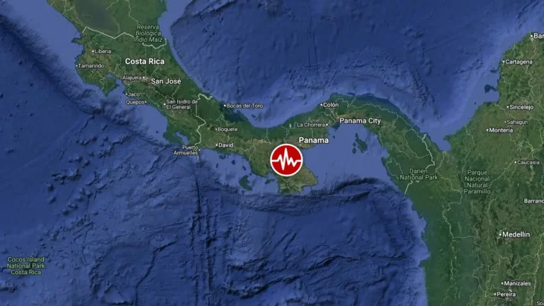Epicenter of M7.6 earthquake near Pitaloza Arriba, Panama on October 9, 2026
