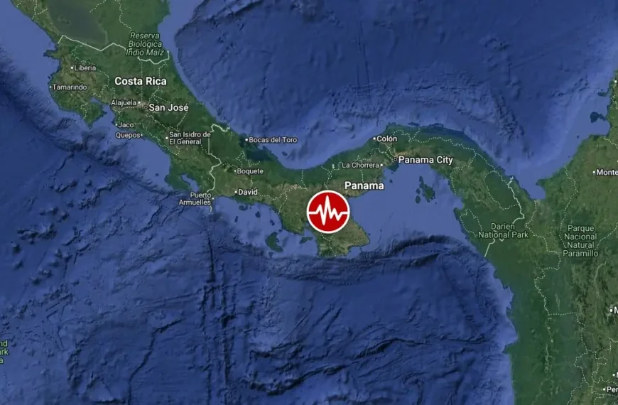 Epicenter of M7.6 earthquake near Pitaloza Arriba, Panama on October 9, 2026