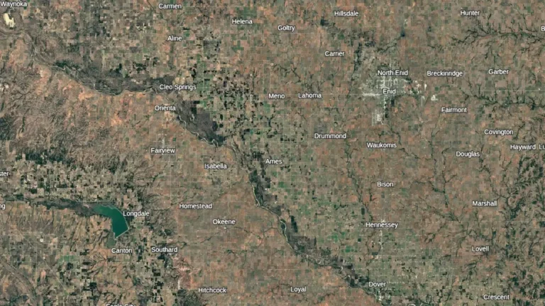 satellite image centered over Ames Oklahoma Landsat Copernicus Google
