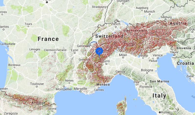 Bonneval-sur-Arc avalanche, France - January 2018 - location map