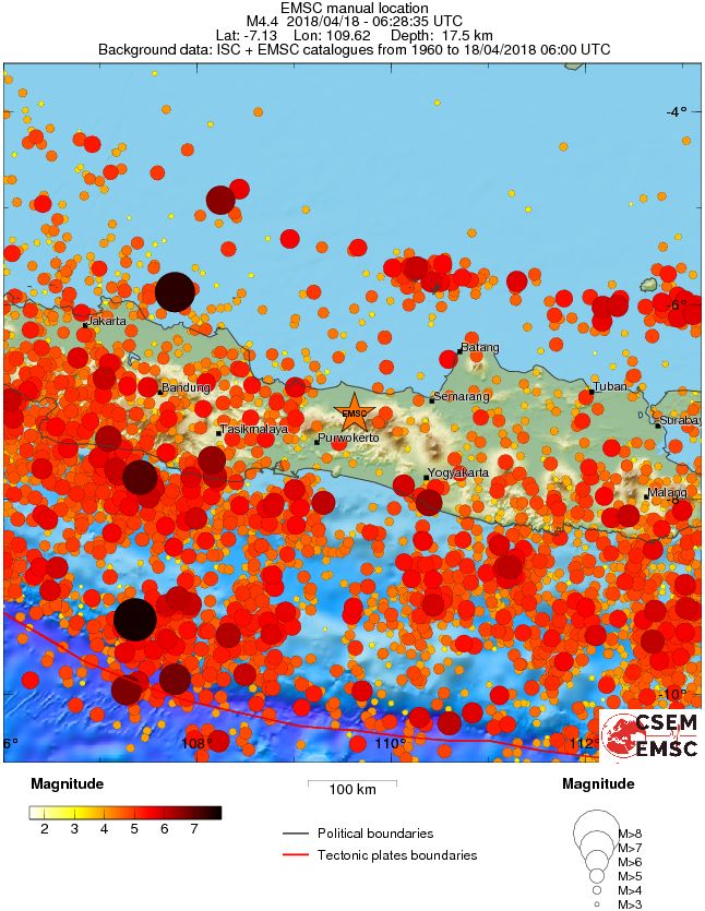 ESMC regional seismicity map Indonesia