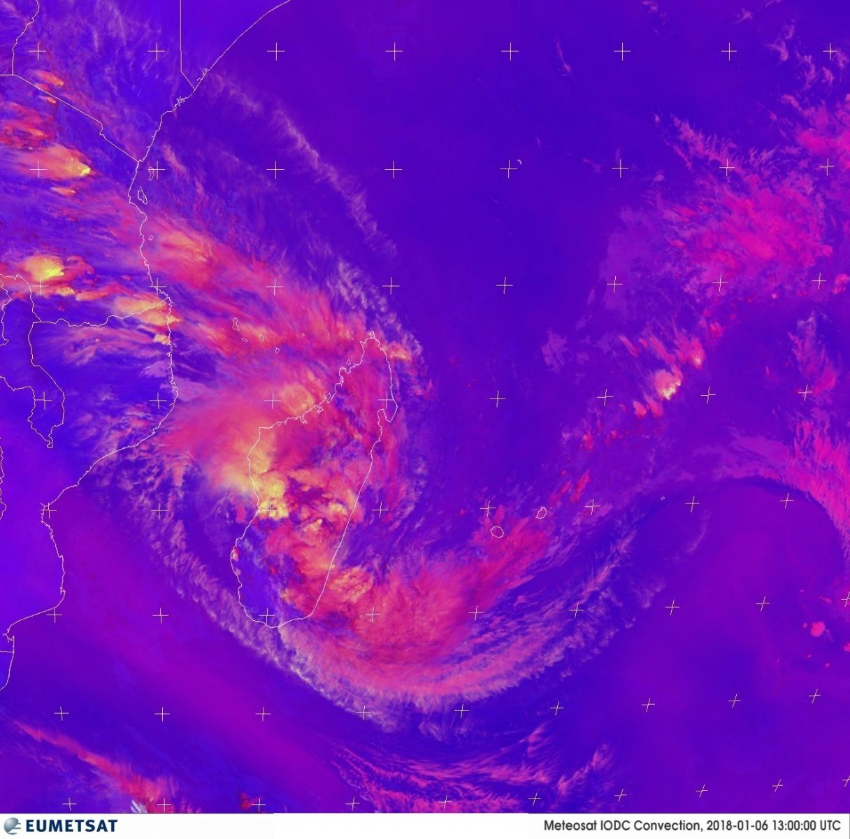 Tropical Cyclone Ava at 13:00 UTC on January 6, 2018