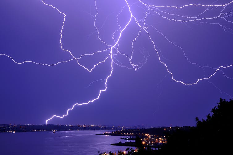 Lightning over the St Lawrence River