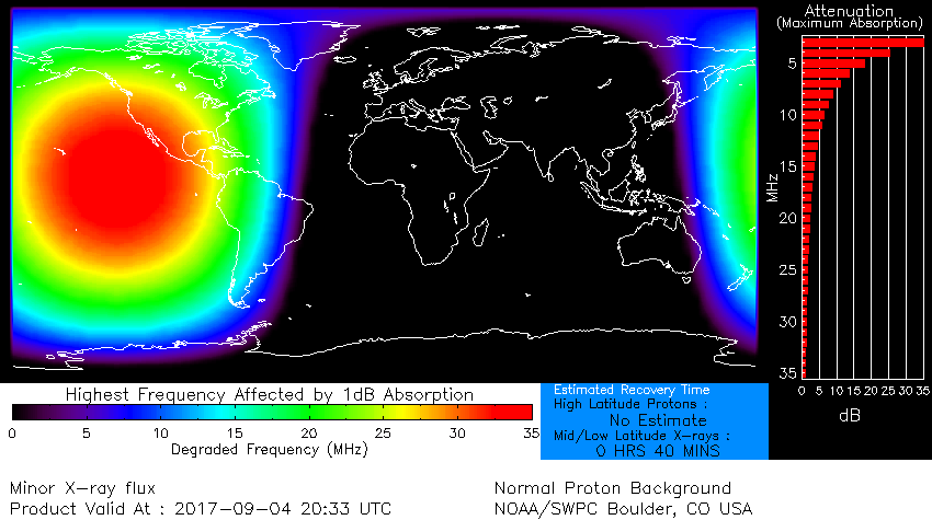 DRAP at 20:33 UTC, following M5.5 solar flare