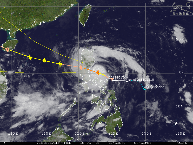 Typhoon Sarika, October 15, 2016, 12:30 UTC. Image credit: UW-CIMSS