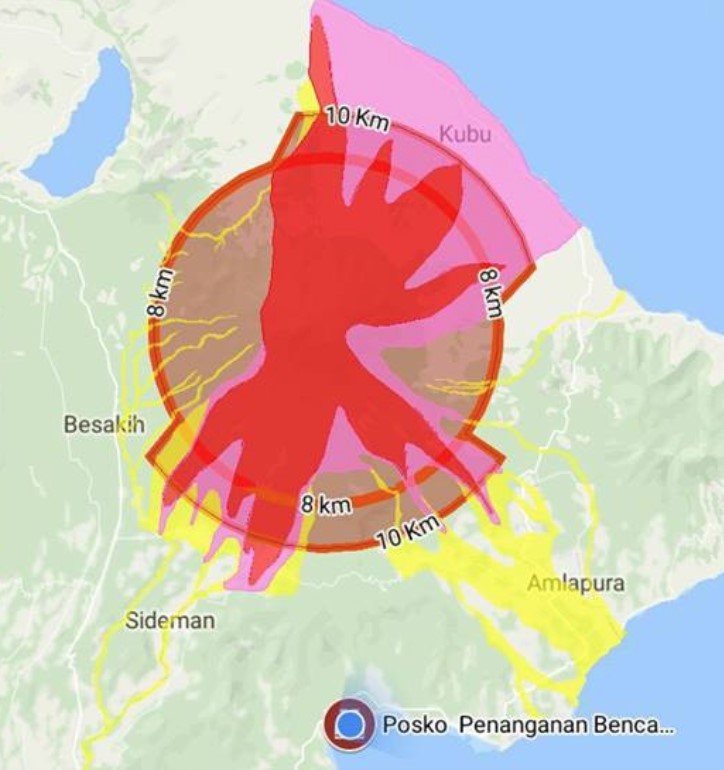 Agung danger zone November 26 and 27, 2017