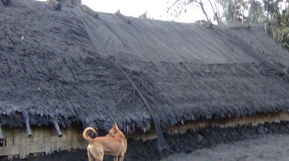 Ambae volcano ash on roofs March 2018