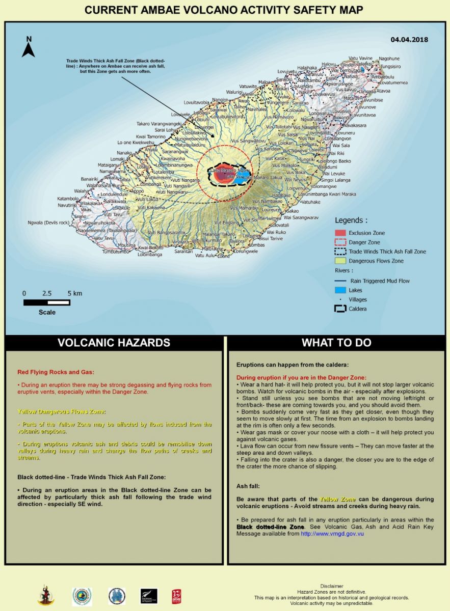 Ambae volcano activity safety map