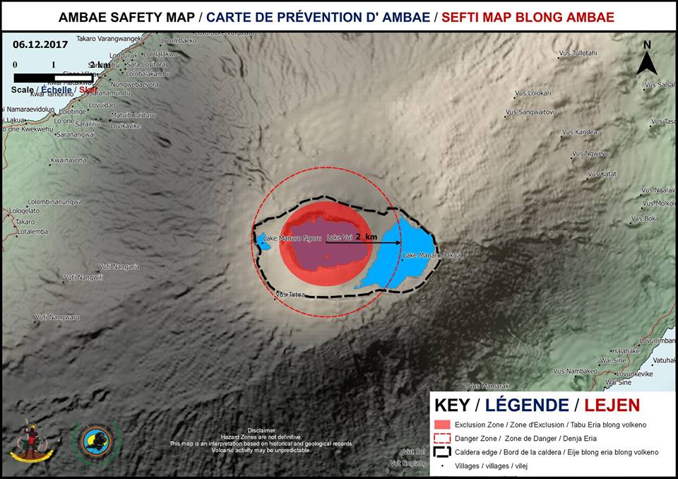 Ambae volcano safety map