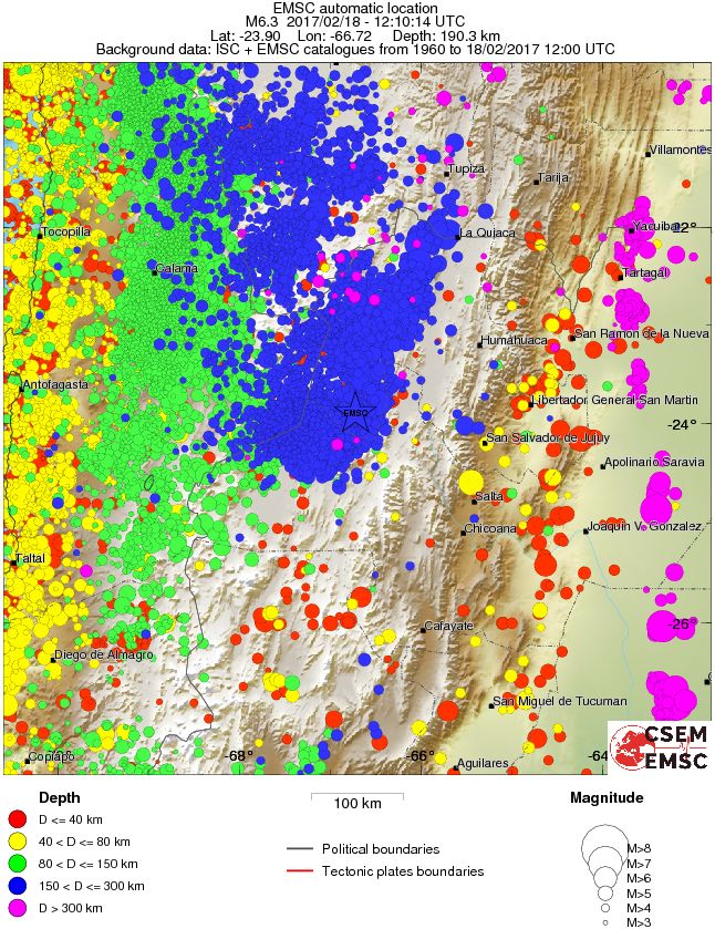 Argentina earthquake February 18, 2017 - Regional seismicity