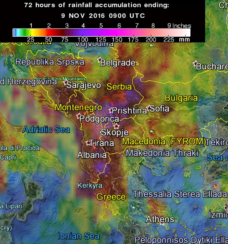 72-hr rainfall accumulation as observed by the GPM Core Observatory. Image credit: Google/NASA/JAXA/GPM